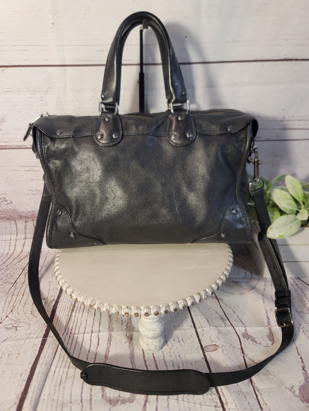 Coach Rhyder 33689 Black Leather Satchel Crossbody Doctor Bag - Picture 4 of 14